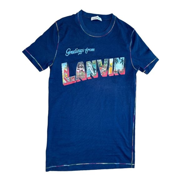 MEN'S LANVIN PARIS TEE SHIRT "GREETINGS FROM LANVIN" MADE IN ITALY - Picture 4 of 8